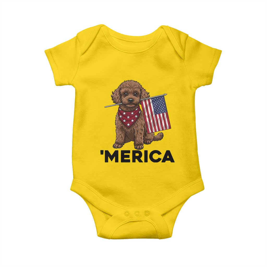 Patriotic Poodle Mom Dad Gift Baby Onesie Merica 4th Of July