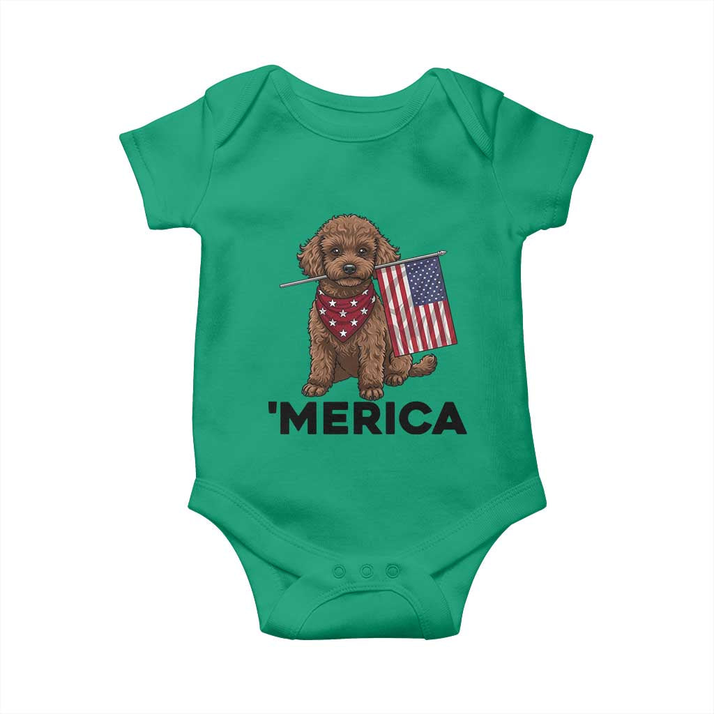 Patriotic Poodle Mom Dad Gift Baby Onesie Merica 4th Of July