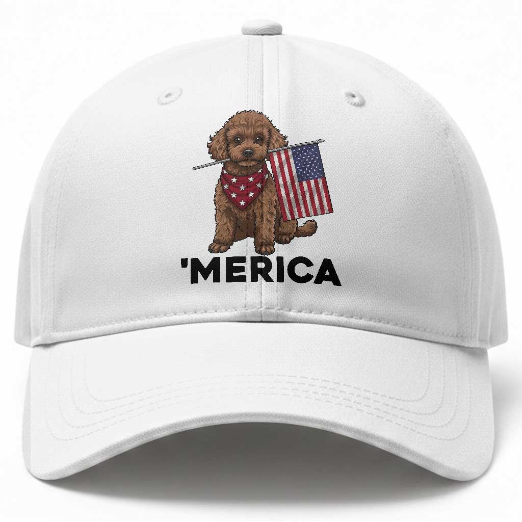 Patriotic Poodle Mom Dad Gift Baseball Cap Merica 4th Of July