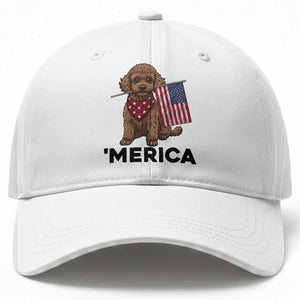 Patriotic Poodle Mom Dad Gift Baseball Cap Merica 4th Of July