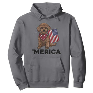 Patriotic Poodle Mom Dad Gift Hoodie Merica 4th Of July