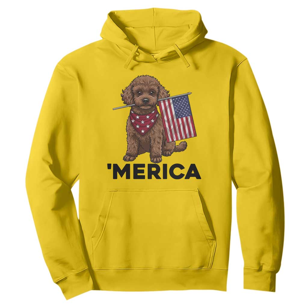 Patriotic Poodle Mom Dad Gift Hoodie Merica 4th Of July