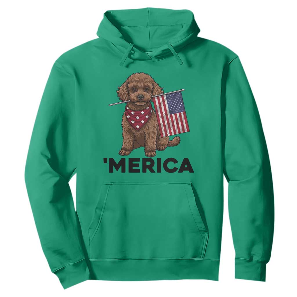 Patriotic Poodle Mom Dad Gift Hoodie Merica 4th Of July