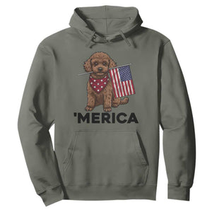 Patriotic Poodle Mom Dad Gift Hoodie Merica 4th Of July