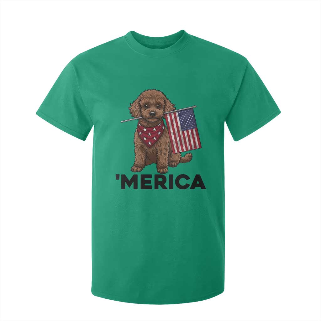 Patriotic Poodle Mom Dad Gift T Shirt For Kid Merica 4th Of July