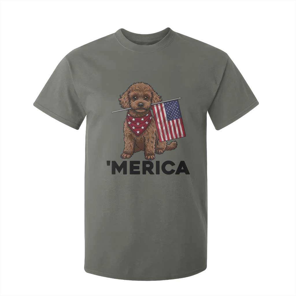Patriotic Poodle Mom Dad Gift T Shirt For Kid Merica 4th Of July