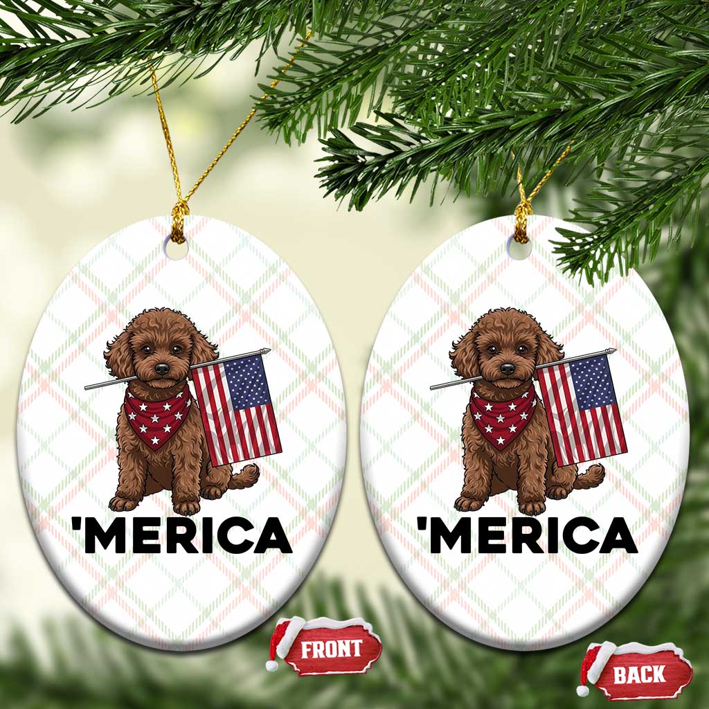 Patriotic Poodle Mom Dad Gift Ceramic Ornament Merica 4th Of July TS12 Print Your Wear