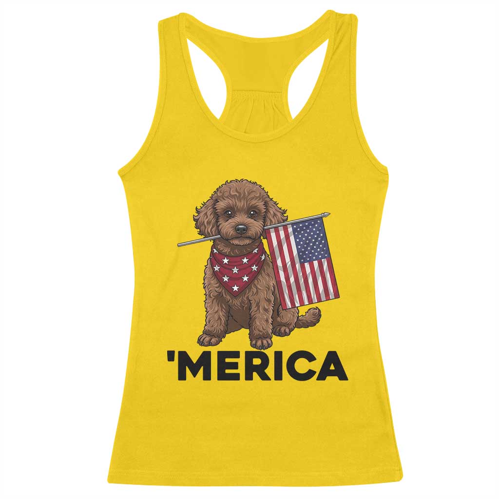 Patriotic Poodle Mom Dad Gift Racerback Tank Top Merica 4th Of July