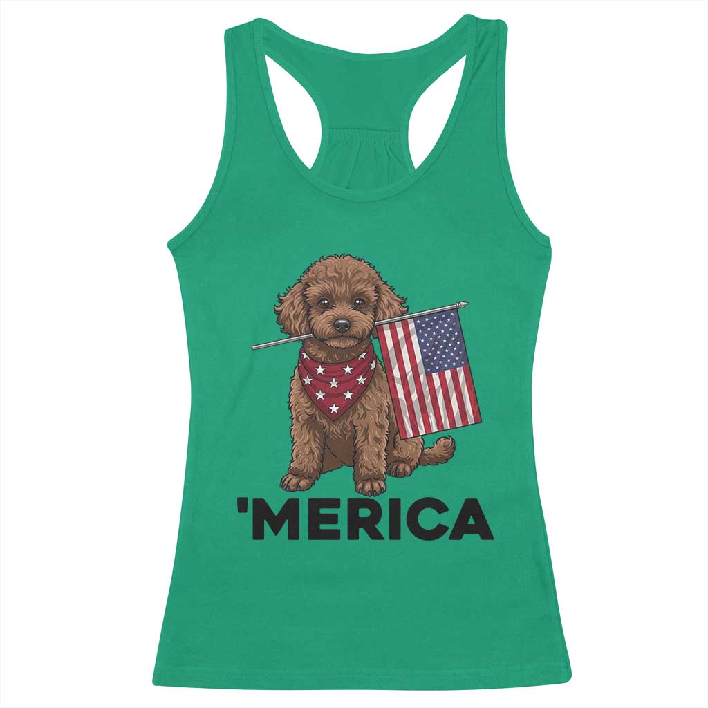 Patriotic Poodle Mom Dad Gift Racerback Tank Top Merica 4th Of July