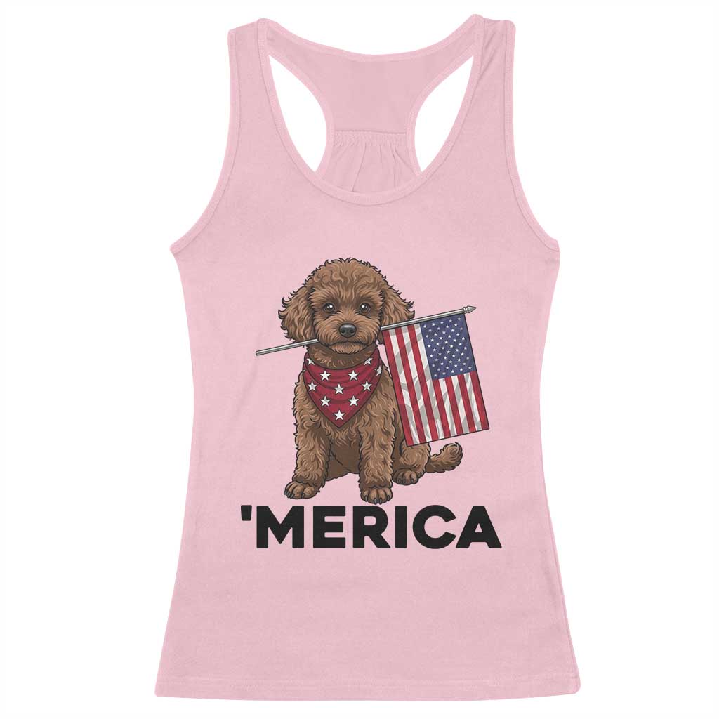 Patriotic Poodle Mom Dad Gift Racerback Tank Top Merica 4th Of July