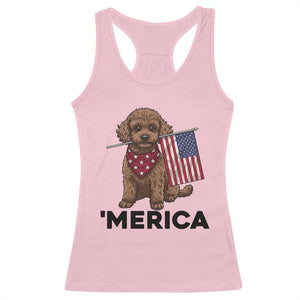 Patriotic Poodle Mom Dad Gift Racerback Tank Top Merica 4th Of July