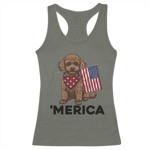 Patriotic Poodle Mom Dad Gift Racerback Tank Top Merica 4th Of July