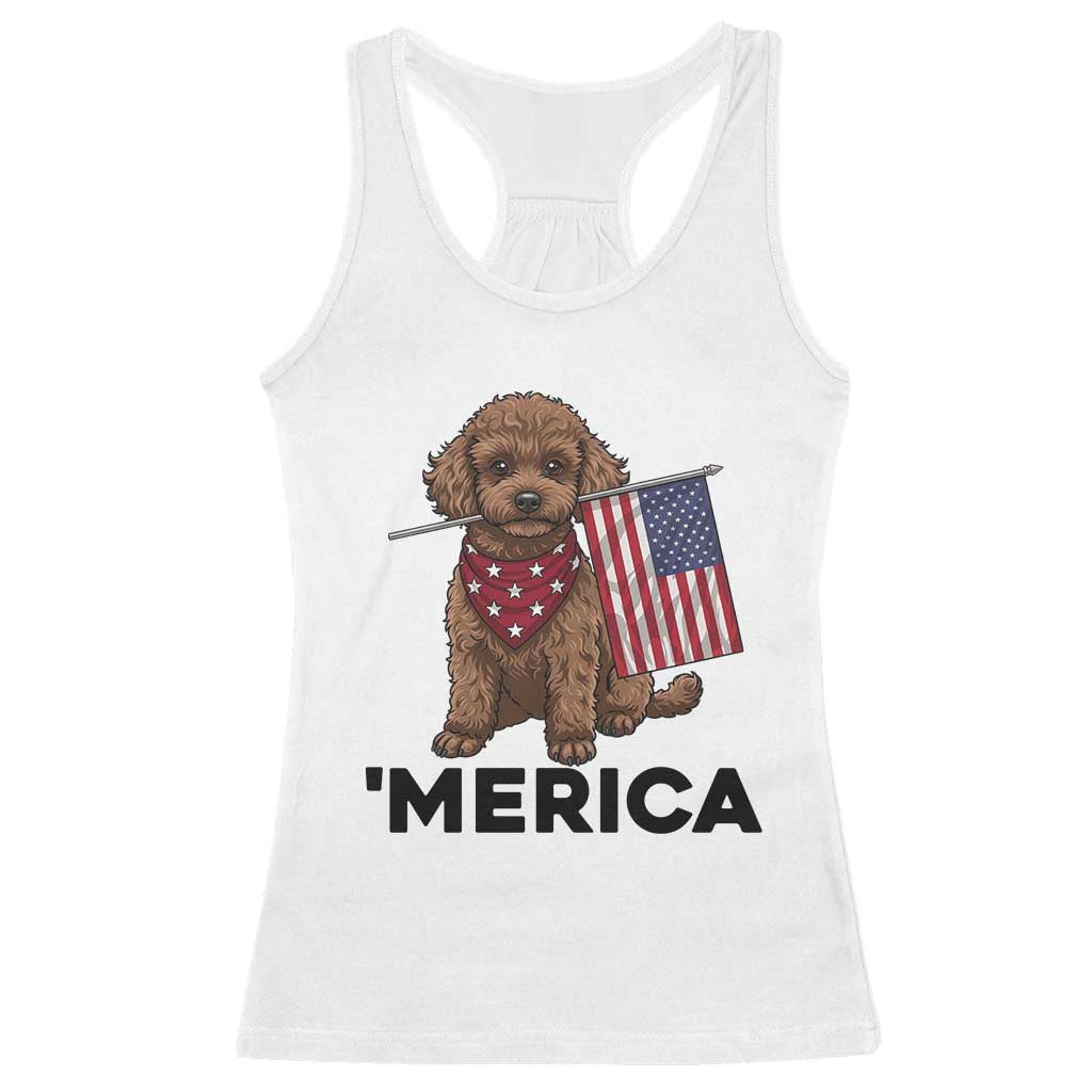 Patriotic Poodle Mom Dad Gift Racerback Tank Top Merica 4th Of July