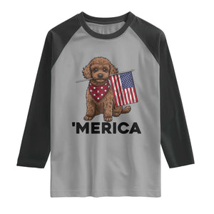 Patriotic Poodle Mom Dad Gift Raglan Shirt Merica 4th Of July TS12 Sport Gray Black Print Your Wear