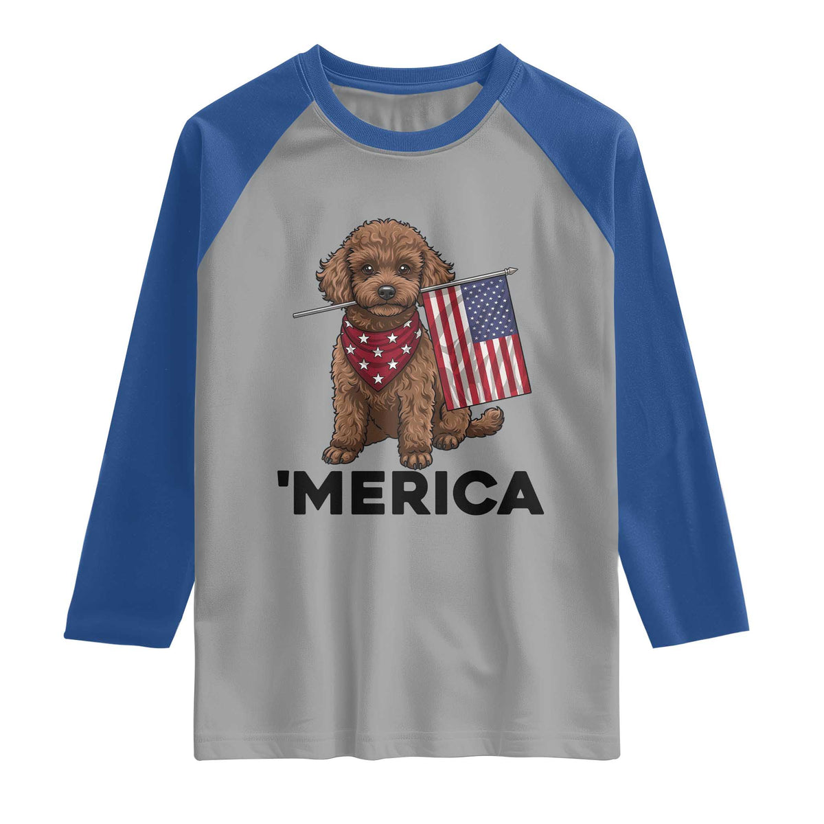 Patriotic Poodle Mom Dad Gift Raglan Shirt Merica 4th Of July TS12 Sport Gray Royal Print Your Wear