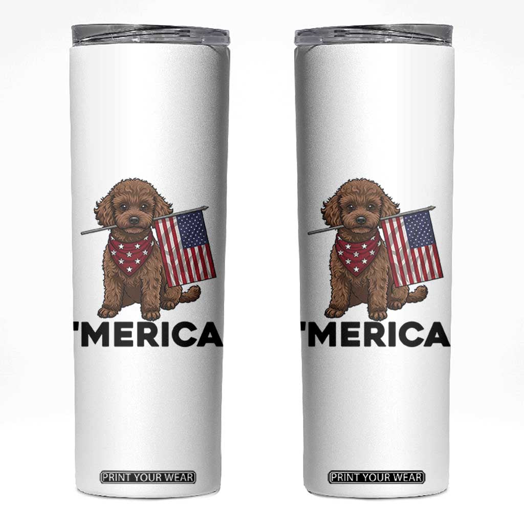 Patriotic Poodle Mom Dad Gift Skinny Tumbler Merica 4th Of July