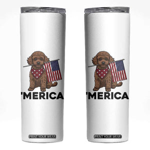 Patriotic Poodle Mom Dad Gift Skinny Tumbler Merica 4th Of July