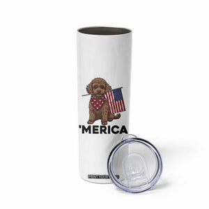 Patriotic Poodle Mom Dad Gift Skinny Tumbler Merica 4th Of July