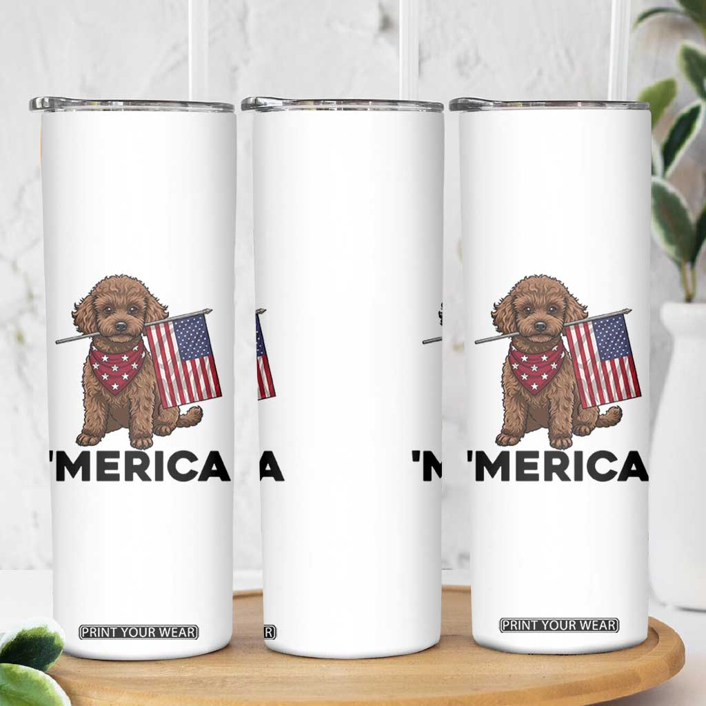 Patriotic Poodle Mom Dad Gift Skinny Tumbler Merica 4th Of July