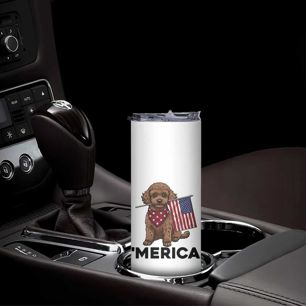Patriotic Poodle Mom Dad Gift Skinny Tumbler Merica 4th Of July