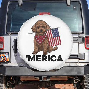 Patriotic Poodle Mom Dad Gift Spare Tire Cover Merica 4th Of July
