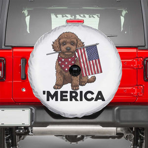 Patriotic Poodle Mom Dad Gift Spare Tire Cover Merica 4th Of July