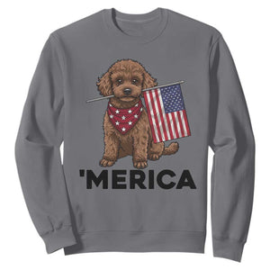 Patriotic Poodle Mom Dad Gift Sweatshirt Merica 4th Of July