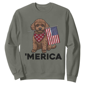 Patriotic Poodle Mom Dad Gift Sweatshirt Merica 4th Of July