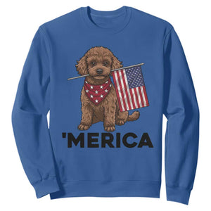 Patriotic Poodle Mom Dad Gift Sweatshirt Merica 4th Of July