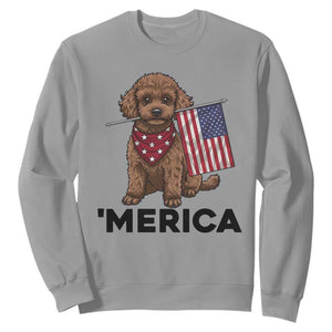 Patriotic Poodle Mom Dad Gift Sweatshirt Merica 4th Of July