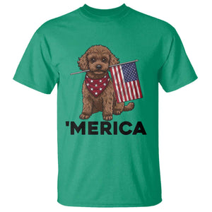 Patriotic Poodle Mom Dad Gift T Shirt Merica 4th Of July