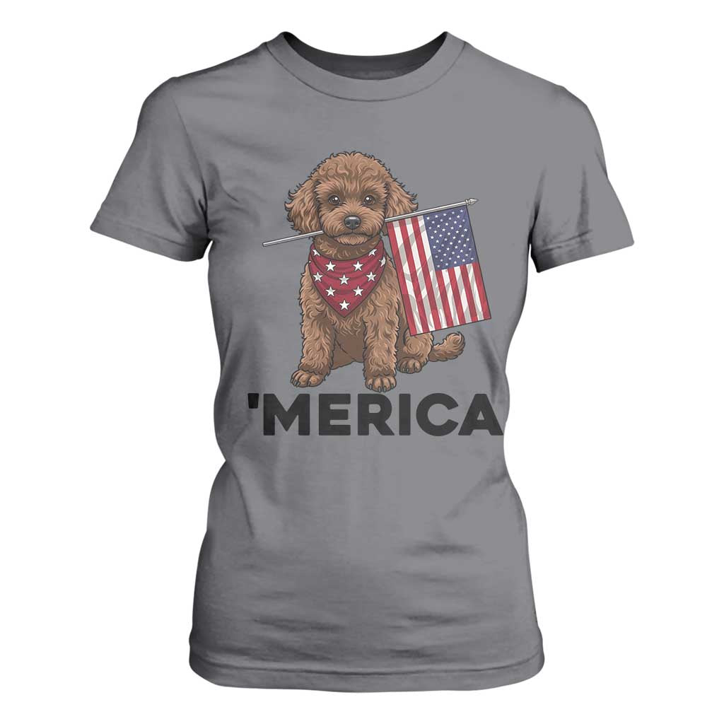 Patriotic Poodle Mom Dad Gift T Shirt For Women Merica 4th Of July