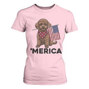 Patriotic Poodle Mom Dad Gift T Shirt For Women Merica 4th Of July