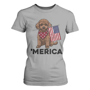 Patriotic Poodle Mom Dad Gift T Shirt For Women Merica 4th Of July