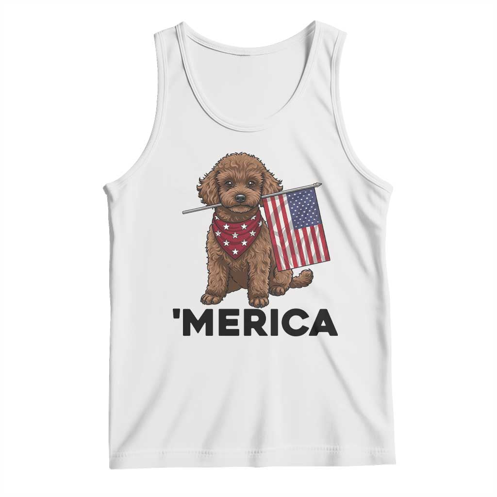 Patriotic Poodle Mom Dad Gift Tank Top Merica 4th Of July TS12 White Print Your Wear