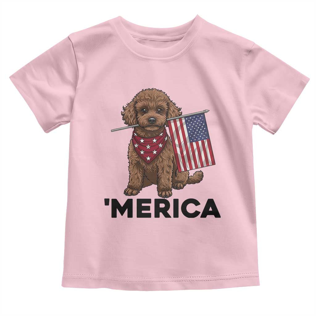 Patriotic Poodle Mom Dad Gift Toddler T Shirt Merica 4th Of July