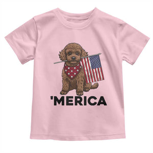 Patriotic Poodle Mom Dad Gift Toddler T Shirt Merica 4th Of July