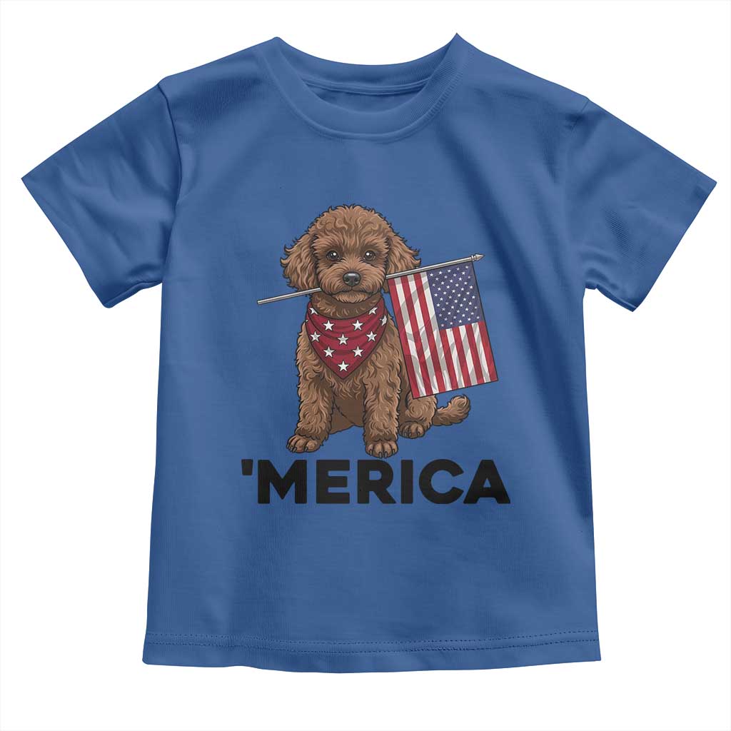 Patriotic Poodle Mom Dad Gift Toddler T Shirt Merica 4th Of July