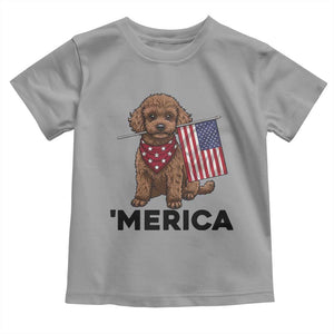 Patriotic Poodle Mom Dad Gift Toddler T Shirt Merica 4th Of July