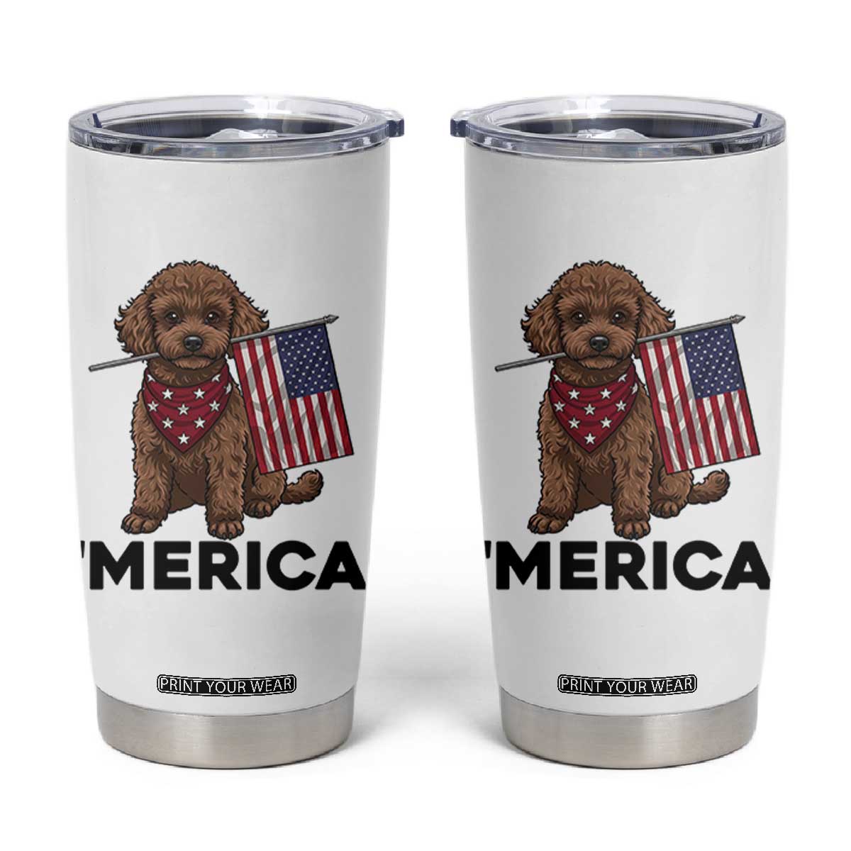 Patriotic Poodle Mom Dad Gift Tumbler Cup Merica 4th Of July