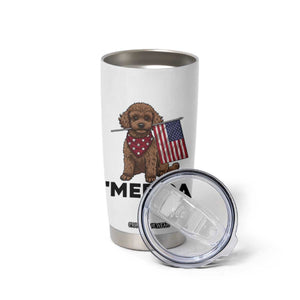 Patriotic Poodle Mom Dad Gift Tumbler Cup Merica 4th Of July