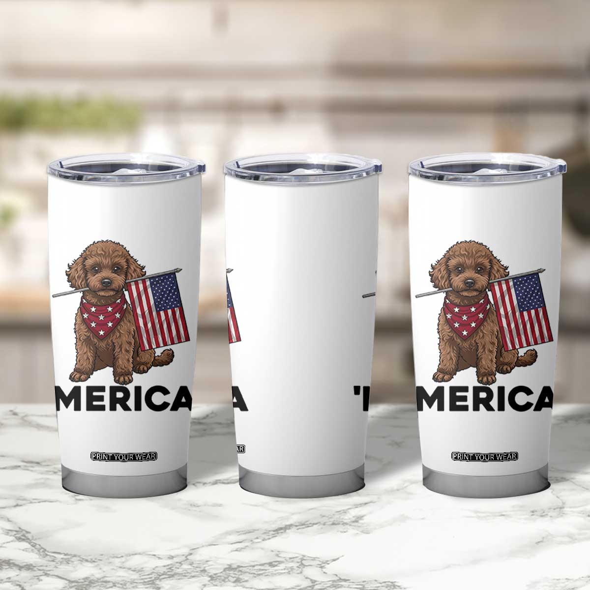 Patriotic Poodle Mom Dad Gift Tumbler Cup Merica 4th Of July