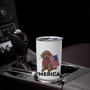 Patriotic Poodle Mom Dad Gift Tumbler Cup Merica 4th Of July
