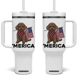 Patriotic Poodle Mom Dad Gift Tumbler With Handle Merica 4th Of July