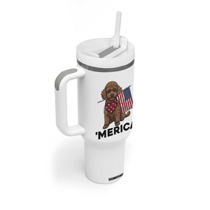 Patriotic Poodle Mom Dad Gift Tumbler With Handle Merica 4th Of July