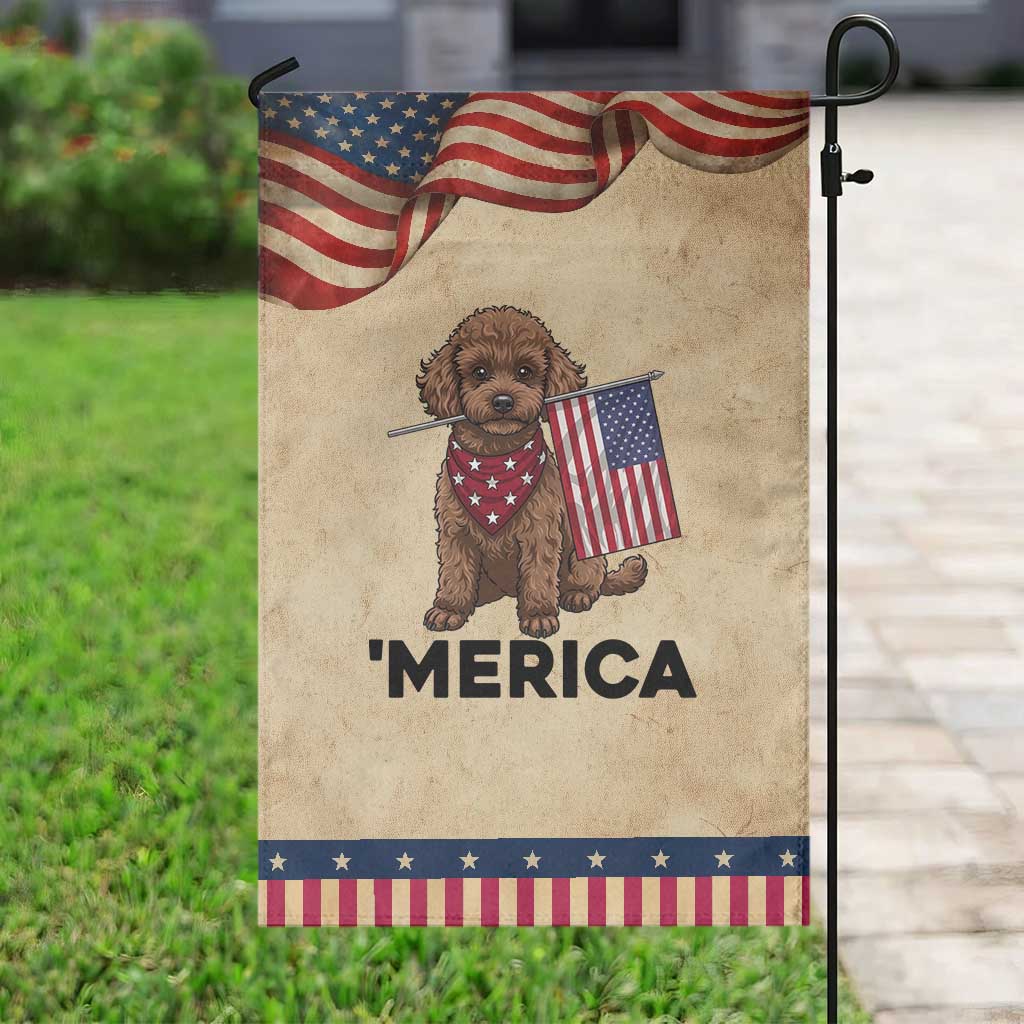 Poodle Mom Dad Gift Patriotic Garden Flag Merica 4th Of July