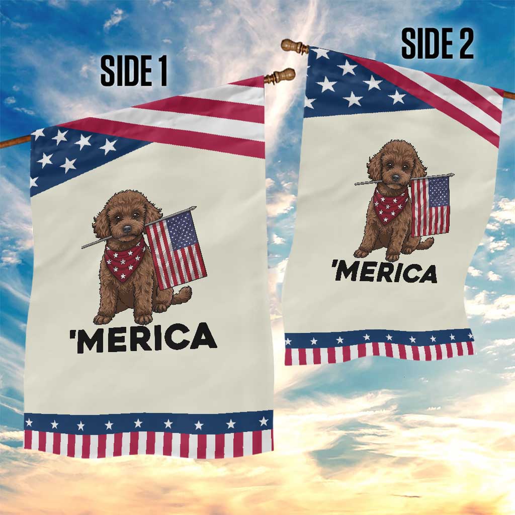 Poodle Mom Dad Gift Patriotic Garden Flag Merica 4th Of July