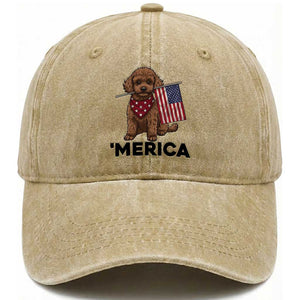 Patriotic Poodle Mom Dad Gift Washed Cotton Baseball Cap Merica 4th Of July