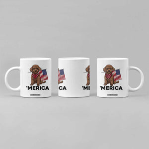 Patriotic Poodle Mom Dad Gift Coffee Mug Merica 4th Of July