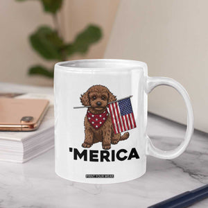 Patriotic Poodle Mom Dad Gift Coffee Mug Merica 4th Of July